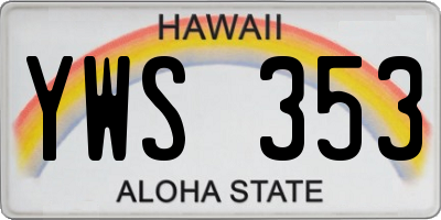 HI license plate YWS353