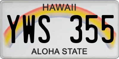 HI license plate YWS355