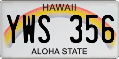 HI license plate YWS356