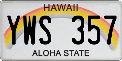 HI license plate YWS357