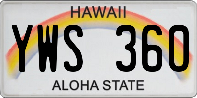 HI license plate YWS360
