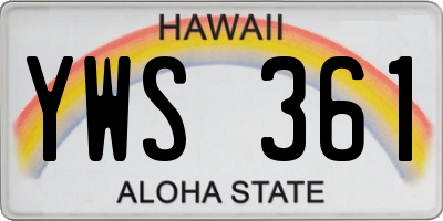 HI license plate YWS361