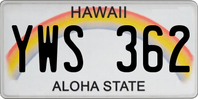 HI license plate YWS362