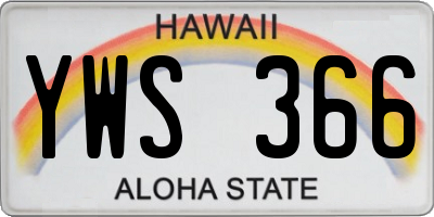 HI license plate YWS366
