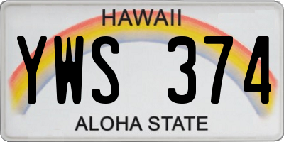 HI license plate YWS374