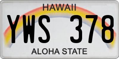 HI license plate YWS378