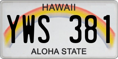 HI license plate YWS381