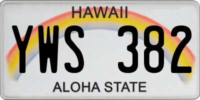 HI license plate YWS382