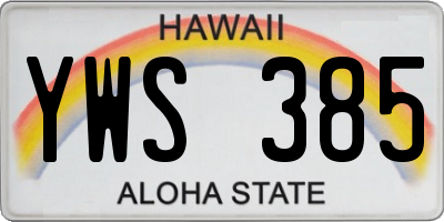 HI license plate YWS385