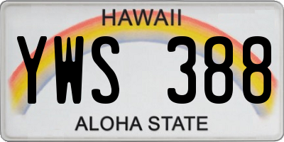 HI license plate YWS388