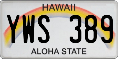 HI license plate YWS389