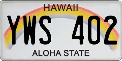 HI license plate YWS402