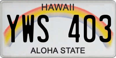 HI license plate YWS403