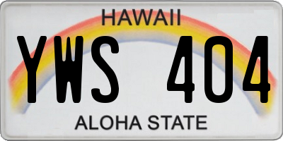 HI license plate YWS404