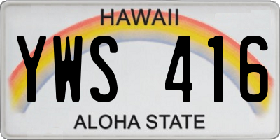 HI license plate YWS416