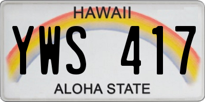 HI license plate YWS417