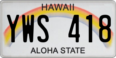 HI license plate YWS418