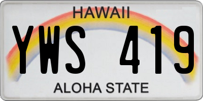 HI license plate YWS419