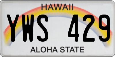 HI license plate YWS429