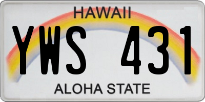HI license plate YWS431