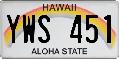 HI license plate YWS451