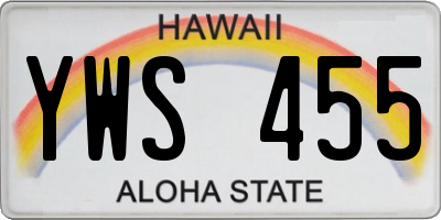HI license plate YWS455