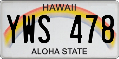 HI license plate YWS478
