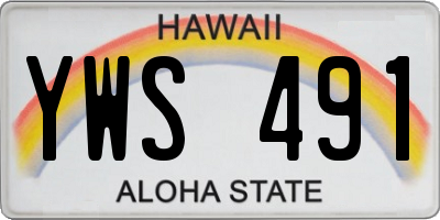 HI license plate YWS491