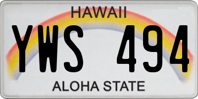 HI license plate YWS494
