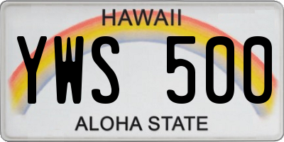 HI license plate YWS500