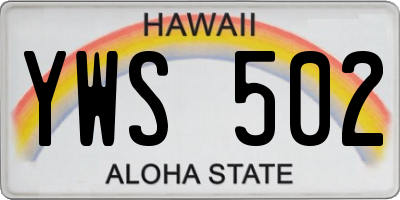 HI license plate YWS502