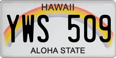 HI license plate YWS509