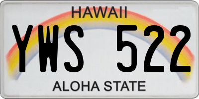 HI license plate YWS522