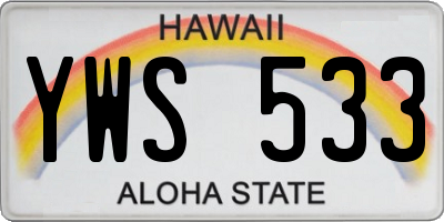 HI license plate YWS533