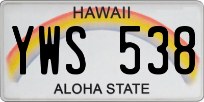 HI license plate YWS538