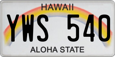 HI license plate YWS540