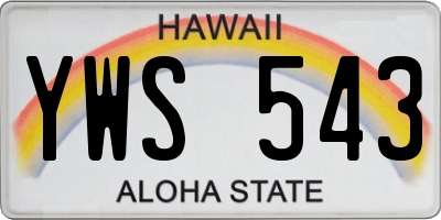 HI license plate YWS543