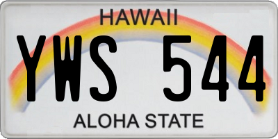 HI license plate YWS544