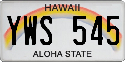 HI license plate YWS545