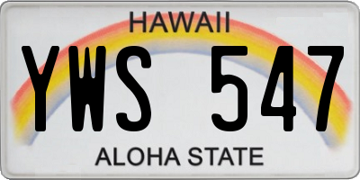 HI license plate YWS547