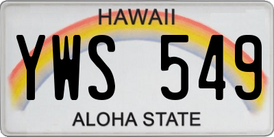 HI license plate YWS549
