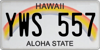 HI license plate YWS557
