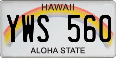 HI license plate YWS560