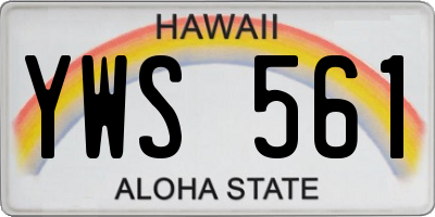 HI license plate YWS561