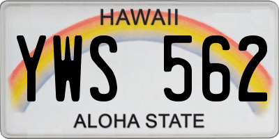HI license plate YWS562