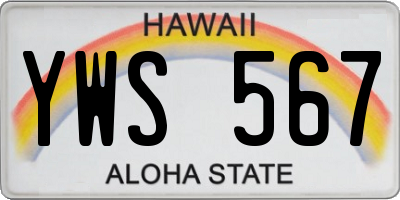 HI license plate YWS567