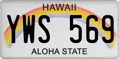 HI license plate YWS569