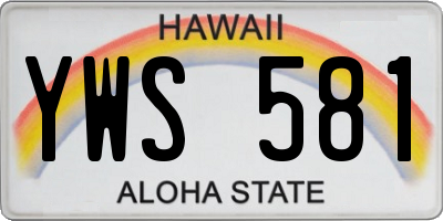 HI license plate YWS581