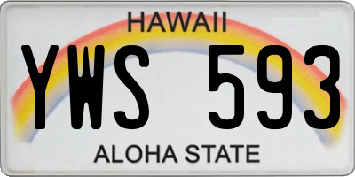 HI license plate YWS593