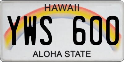 HI license plate YWS600